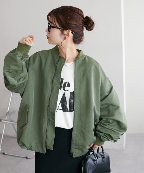 DISCOAT（ディスコート）の「【新色追加!/ユニセックス】ライトメモリーボンバーブルゾン≪WEB限定≫（ブルゾン・レディース・ネイビー/ブラック/アイボリー/ベージュ/カーキ・FREE）」の12枚目の写真