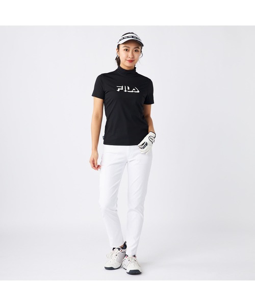 FILA GOLF(フィラゴルフ )の「FILA GOLF/フィラ ゴルフ ゴルフウェア ブランド ロゴ 軽量 ストレッチ 接触冷感 UVカット ハイネック 半袖 Tシャツ(Tシャツ/カットソー・レディース・ブラック/ホワイト・M/L/LL)」の6枚目の写真