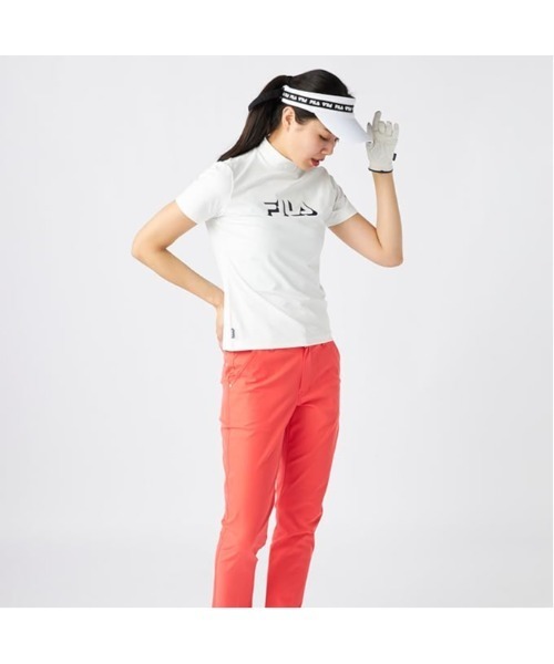 FILA GOLF(フィラゴルフ )の「FILA GOLF/フィラ ゴルフ ゴルフウェア ブランド ロゴ 軽量 ストレッチ 接触冷感 UVカット ハイネック 半袖 Tシャツ(Tシャツ/カットソー・レディース・ブラック/ホワイト・M/L/LL)」の18枚目の写真