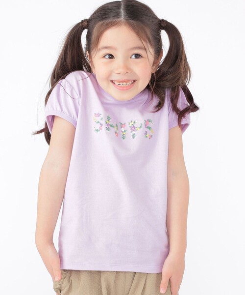 SHIPS（シップス）の「SHIPS KIDS:100～130cm / ガーリー 刺繍 ロゴ Tシャツ（Tシャツ/カットソー・キッズ・オレンジ/オフホワイト/ラベンダー・100/110/120/130）」の3枚目の写真