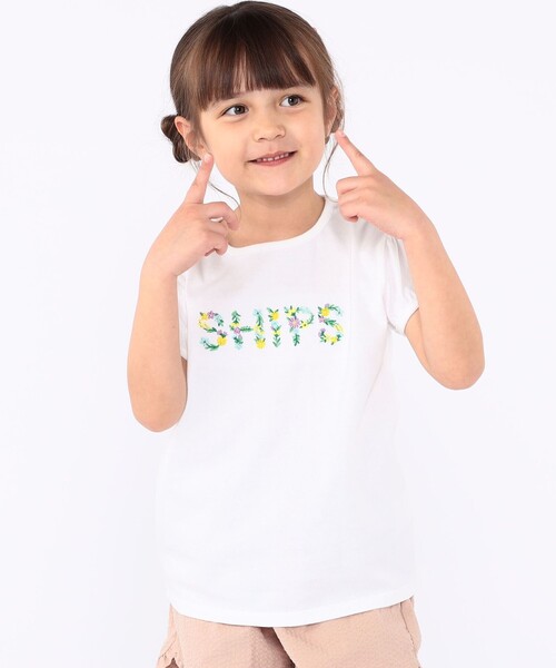 SHIPS（シップス）の「SHIPS KIDS:100～130cm / ガーリー 刺繍 ロゴ Tシャツ（Tシャツ/カットソー・キッズ・オレンジ/オフホワイト/ラベンダー・100/110/120/130）」の2枚目の写真
