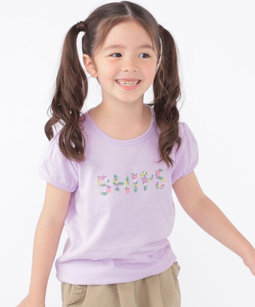 SHIPS（シップス）の「SHIPS KIDS:100～130cm / ガーリー 刺繍 ロゴ Tシャツ（Tシャツ/カットソー・キッズ・オレンジ/オフホワイト/ラベンダー・100/110/120/130）」の5枚目の写真
