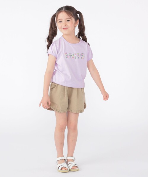 SHIPS（シップス）の「SHIPS KIDS:100～130cm / ガーリー 刺繍 ロゴ Tシャツ（Tシャツ/カットソー・キッズ・オレンジ/オフホワイト/ラベンダー・100/110/120/130）」の10枚目の写真