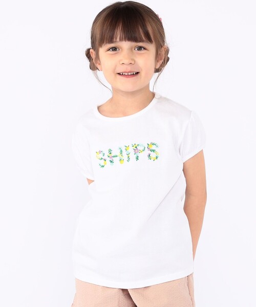 SHIPS（シップス）の「SHIPS KIDS:100～130cm / ガーリー 刺繍 ロゴ Tシャツ（Tシャツ/カットソー・キッズ・オレンジ/オフホワイト/ラベンダー・100/110/120/130）」の12枚目の写真