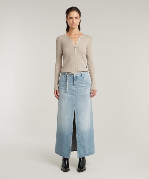G-STAR(ジースター)の「DEEP V-NECK SLIM TOP/Vネックヘンリースリムトップス(Tシャツ/カットソー・レディース・ブラック系その他/ベージュ系その他・X-SMALL/SMALL/MEDIUM)」の10枚目の写真