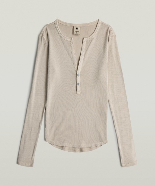 G-STAR(ジースター)の「DEEP V-NECK SLIM TOP/Vネックヘンリースリムトップス(Tシャツ/カットソー・レディース・ブラック系その他/ベージュ系その他・X-SMALL/SMALL/MEDIUM)」の13枚目の写真