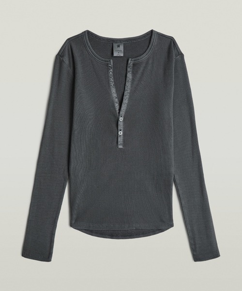 G-STAR(ジースター)の「DEEP V-NECK SLIM TOP/Vネックヘンリースリムトップス(Tシャツ/カットソー・レディース・ブラック系その他/ベージュ系その他・X-SMALL/SMALL/MEDIUM)」の7枚目の写真