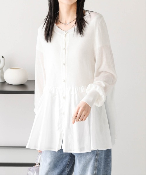 AMELY(エミリー)の「シアーフレアカーディガン(カーディガン/ボレロ・レディース・ブラック/ホワイト・フリー)」の2枚目の写真