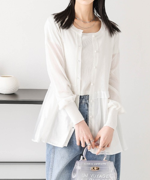 AMELY(エミリー)の「シアーフレアカーディガン(カーディガン/ボレロ・レディース・ブラック/ホワイト・フリー)」の3枚目の写真