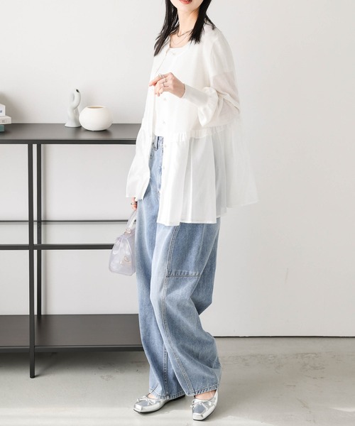 AMELY(エミリー)の「シアーフレアカーディガン(カーディガン/ボレロ・レディース・ブラック/ホワイト・フリー)」の4枚目の写真