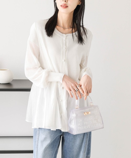 AMELY(エミリー)の「シアーフレアカーディガン(カーディガン/ボレロ・レディース・ブラック/ホワイト・フリー)」の6枚目の写真