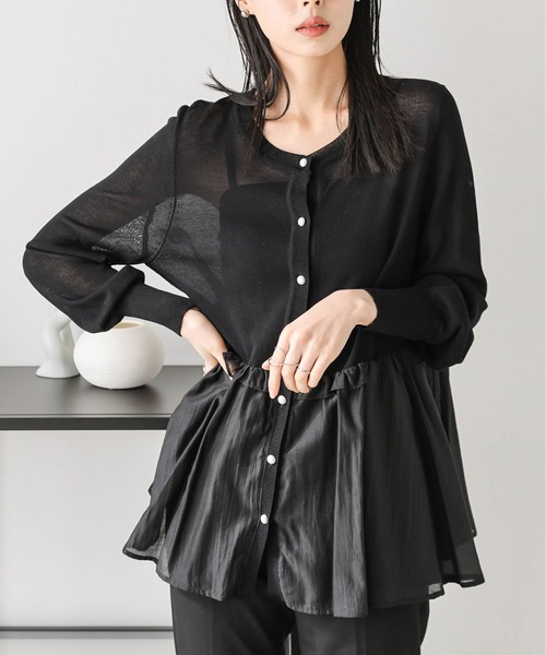 AMELY(エミリー)の「シアーフレアカーディガン(カーディガン/ボレロ・レディース・ブラック/ホワイト・フリー)」の10枚目の写真