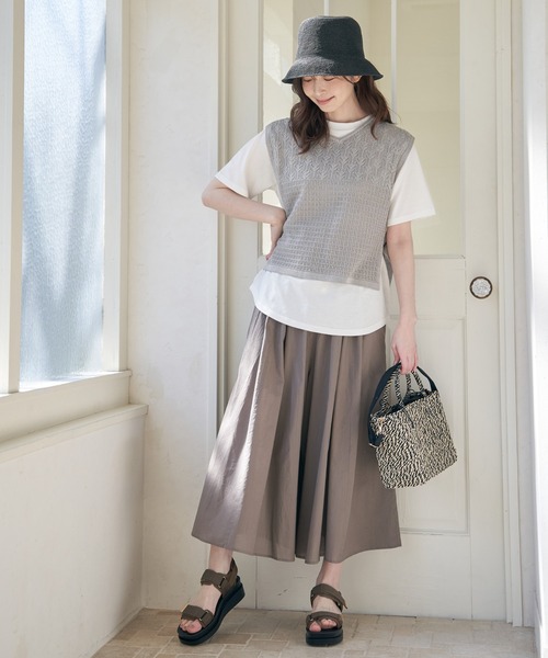 ikka（イッカ）の「【雑誌InRed6月号掲載】コットンボリュームペチ付きスカーチョ【親子コーデ】（その他パンツ・レディース・チャコールグレー/グリーン/ネイビー/ベージュ/モカ・S/M/L）」の7枚目の写真