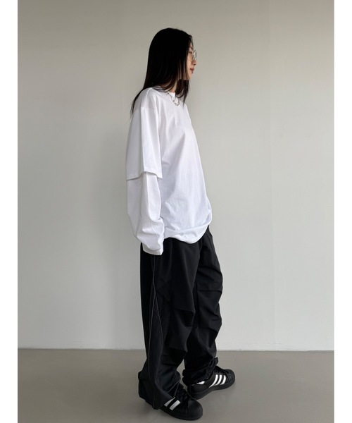 Didot.showroom(ディドット ショールーム)の「【DIDOT.】レイヤードビッグロンT(Tシャツ/カットソー・レディース・サンドベージュ/ネイビー/ホワイト/ライトグレー・FREE)」の10枚目の写真