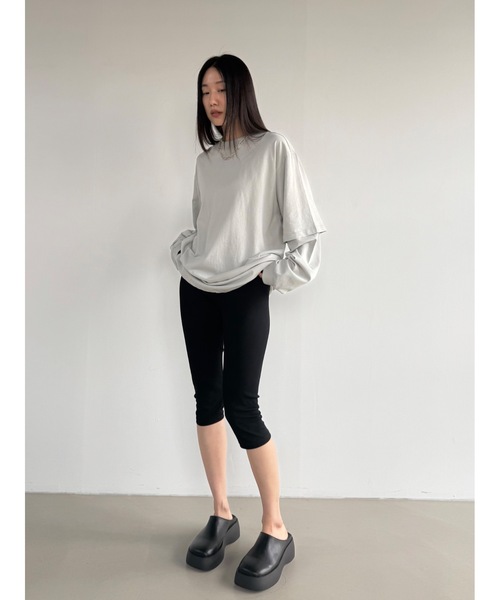 Didot.showroom(ディドット ショールーム)の「【DIDOT.】レイヤードビッグロンT(Tシャツ/カットソー・レディース・サンドベージュ/ネイビー/ホワイト/ライトグレー・FREE)」の19枚目の写真
