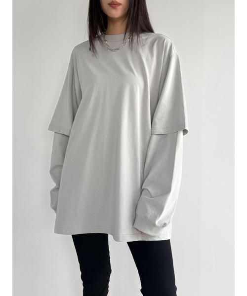 Didot.showroom(ディドット ショールーム)の「【DIDOT.】レイヤードビッグロンT(Tシャツ/カットソー・レディース・サンドベージュ/ネイビー/ホワイト/ライトグレー・FREE)」の16枚目の写真