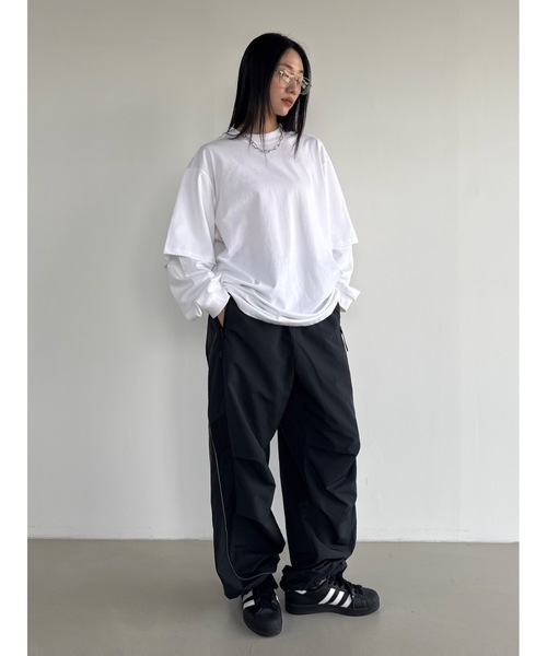 Didot.showroom(ディドット ショールーム)の「【DIDOT.】レイヤードビッグロンT(Tシャツ/カットソー・レディース・サンドベージュ/ネイビー/ホワイト/ライトグレー・FREE)」の9枚目の写真