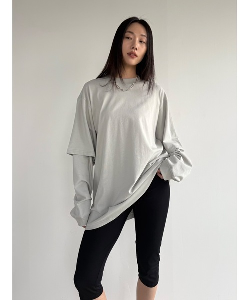 Didot.showroom(ディドット ショールーム)の「【DIDOT.】レイヤードビッグロンT(Tシャツ/カットソー・レディース・サンドベージュ/ネイビー/ホワイト/ライトグレー・FREE)」の15枚目の写真