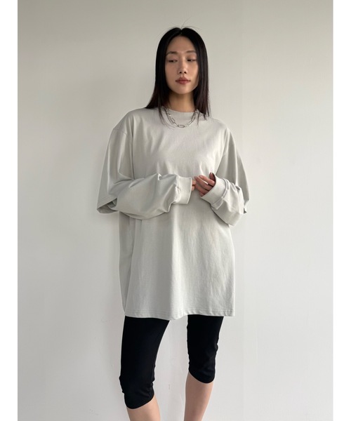 Didot.showroom(ディドット ショールーム)の「【DIDOT.】レイヤードビッグロンT(Tシャツ/カットソー・レディース・サンドベージュ/ネイビー/ホワイト/ライトグレー・FREE)」の21枚目の写真