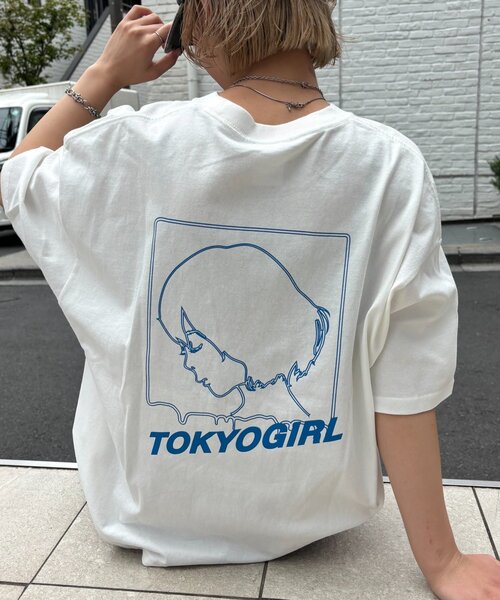 【新品未使用】SHE Tokyo Tシャツ Abby AMBIDEX Store ○GV天竺LOGO ATHLETIC T-シャツ(F OFF WHITE