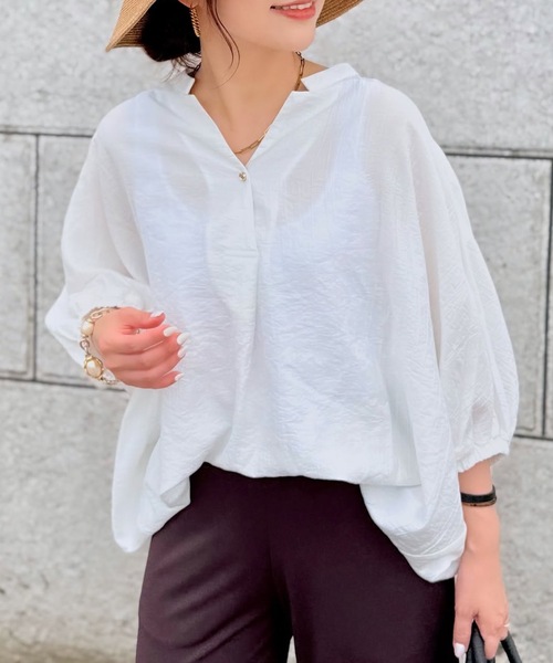 【PREMIUM】【最高級★LUXURY STYLE】【全4色】開き襟ブラウス　アイボリー ピンク スカイブルー ブラック　S/M【del-t4233top】( vdh )(240712) シャツ/ブラウス│1page｜通常価格とセール価格│STYLEDOOR