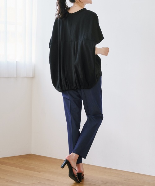 Emma Taylor(エマテイラー)の「キーネックシアードルマンオーバーシャツ(シャツ/ブラウス・レディース・ホワイト/ブラック/セージグリーン・FREE)」の14枚目の写真