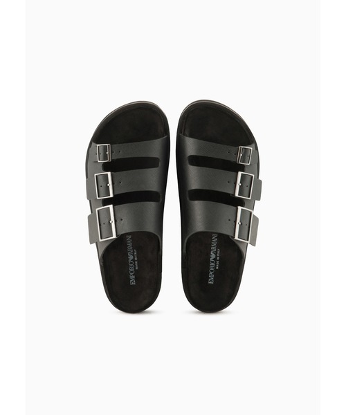 EMPORIO ARMANI(エンポリオアルマーニ)の「【エンポリオ アルマーニ】サンダル サフィアーノレザー製 トリプルバンド(サンダル・メンズ・ブラック・5/6)」の6枚目の写真