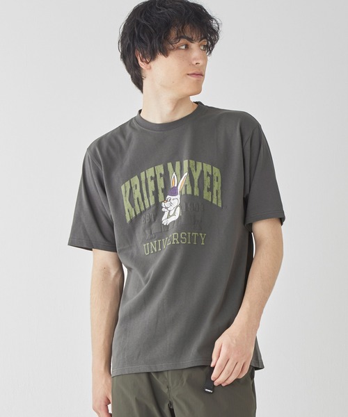 KRIFF MAYER（クリフメイヤー）の「【汗染み防止･軽撥水･防汚･吸水速乾･接触冷感】ウェットプロテクトT(カレッジ)（Tシャツ/カットソー・メンズ・レッド/ライトグリーン/チャコール/ネイビー/オフホワイト/グレー・MEDIUM/LARGE/X-LARGE）」の4枚目の写真