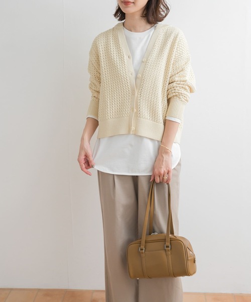 URBAN RESEARCH DOORS(アーバンリサーチドアーズ)の「透かし柄キーネックカーディガン(カーディガン/ボレロ・レディース・アイボリー/ネイビー・MEDIUM)」の17枚目の写真