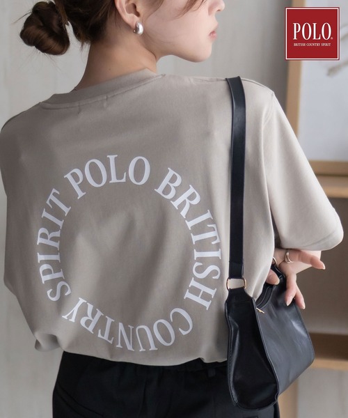 POLO BCS(ポロ ビーシーエス)の「POLO BCS ワンポイントサークルTシャツ(Tシャツ/カットソー・レディース・オートミール/ブラック/グレイッシュベージュ・M/L)」の1枚目の写真