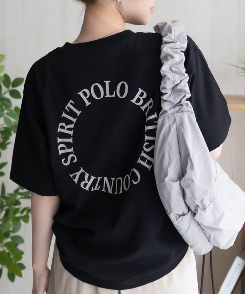 POLO BCS(ポロ ビーシーエス)の「POLO BCS ワンポイントサークルTシャツ(Tシャツ/カットソー・レディース・オートミール/ブラック/グレイッシュベージュ・M/L)」の2枚目の写真