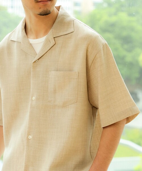 BEAMS HEART(ビームスハート)の「ポリメランジ オープンカラーシャツ(吸水速乾)(シャツ/ブラウス・メンズ・ベージュ/ネイビー/カーキ・SMALL/MEDIUM/LARGE)」の4枚目の写真