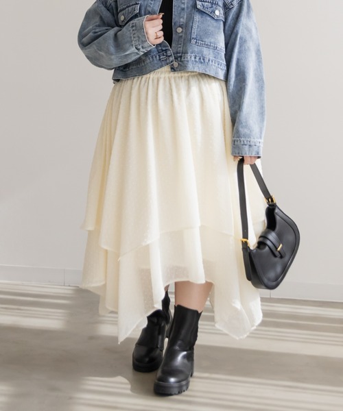 CLETTE(クレット)の「ドビーイレヘムスカート(スカート・レディース・ブラック/アイボリー・3L/LL/4L)」の1枚目の写真