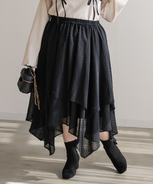 CLETTE(クレット)の「ドビーイレヘムスカート(スカート・レディース・ブラック/アイボリー・3L/LL/4L)」の2枚目の写真