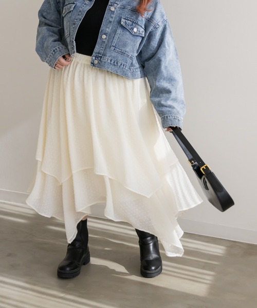 CLETTE(クレット)の「ドビーイレヘムスカート(スカート・レディース・ブラック/アイボリー・3L/LL/4L)」の12枚目の写真