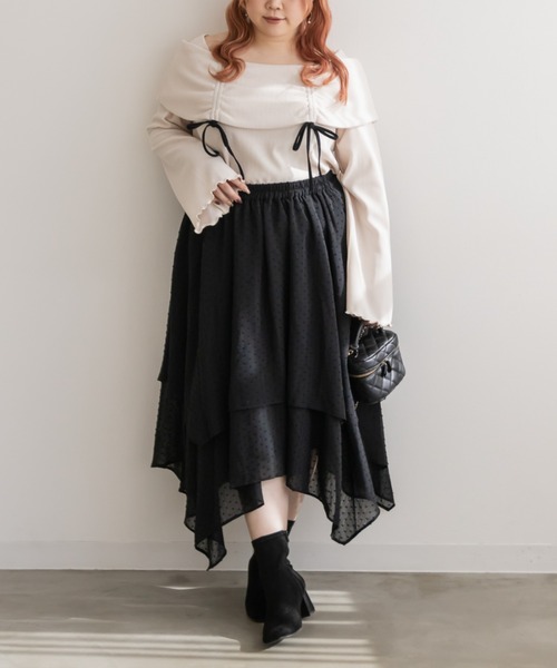 CLETTE(クレット)の「ドビーイレヘムスカート(スカート・レディース・ブラック/アイボリー・3L/LL/4L)」の6枚目の写真