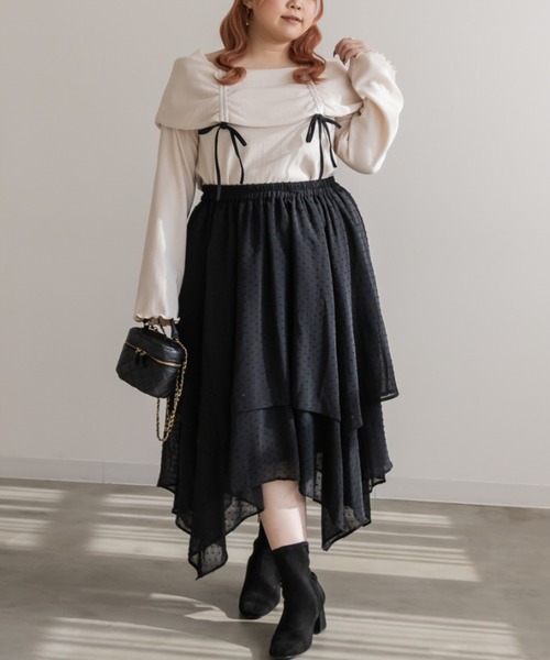 CLETTE(クレット)の「ドビーイレヘムスカート(スカート・レディース・ブラック/アイボリー・3L/LL/4L)」の7枚目の写真