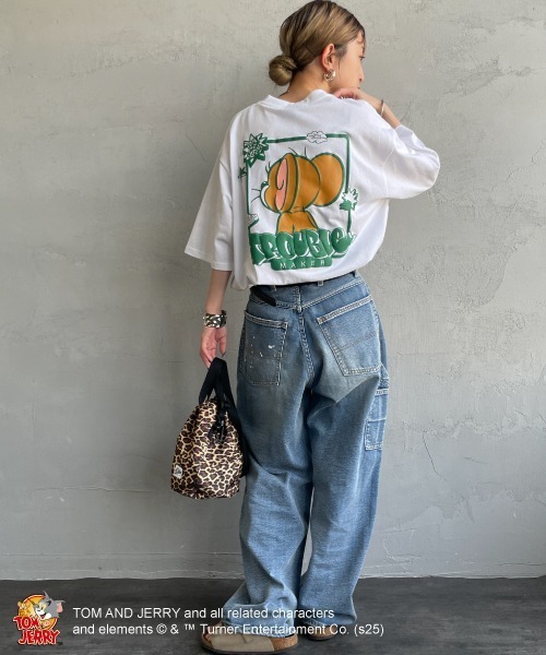 SEQUENZ（シークエンズ）の「【WEB限定】[SEQUENZ/シークエンズ] トムとジェリー 発泡バックプリント  ショートスリーブTシャツ（Tシャツ/カットソー・レディース・ホワイト/ブルー・M/XL/L）」の4枚目の写真