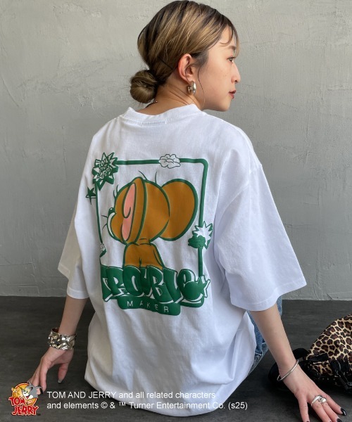 SEQUENZ（シークエンズ）の「【WEB限定】[SEQUENZ/シークエンズ] トムとジェリー 発泡バックプリント  ショートスリーブTシャツ（Tシャツ/カットソー・レディース・ホワイト/ブルー・M/XL/L）」の9枚目の写真