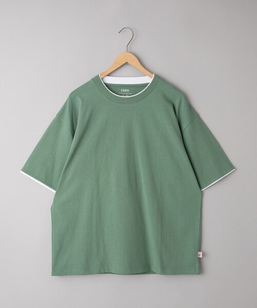 coen(コーエン)の「USAコットンレイヤードライクTシャツ(Tシャツ/カットソー・メンズ・ダークグレー/ホワイト/オリーブ・S/M/L/XL)」の3枚目の写真