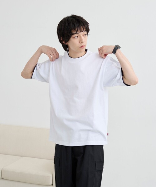 coen(コーエン)の「USAコットンレイヤードライクTシャツ(Tシャツ/カットソー・メンズ・ダークグレー/ホワイト/オリーブ・S/M/L/XL)」の4枚目の写真