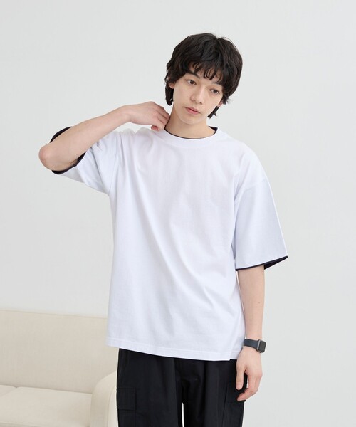 coen(コーエン)の「USAコットンレイヤードライクTシャツ(Tシャツ/カットソー・メンズ・ダークグレー/ホワイト/オリーブ・S/M/L/XL)」の8枚目の写真