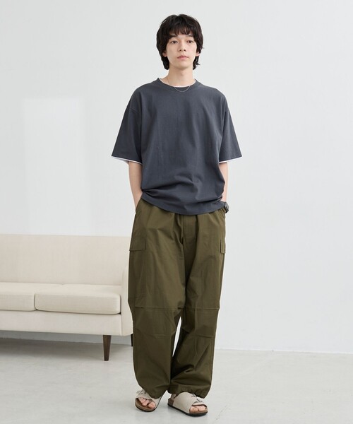 coen(コーエン)の「USAコットンレイヤードライクTシャツ(Tシャツ/カットソー・メンズ・ダークグレー/ホワイト/オリーブ・S/M/L/XL)」の10枚目の写真