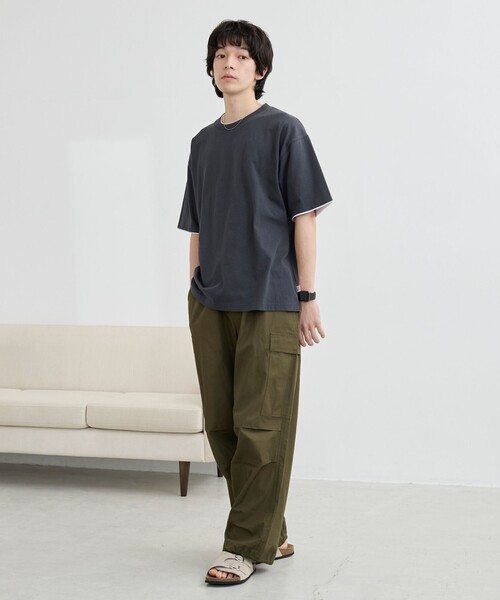 coen(コーエン)の「USAコットンレイヤードライクTシャツ(Tシャツ/カットソー・メンズ・ダークグレー/ホワイト/オリーブ・S/M/L/XL)」の12枚目の写真