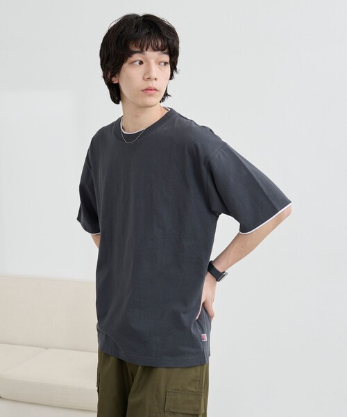 coen(コーエン)の「USAコットンレイヤードライクTシャツ(Tシャツ/カットソー・メンズ・ダークグレー/ホワイト/オリーブ・S/M/L/XL)」の13枚目の写真