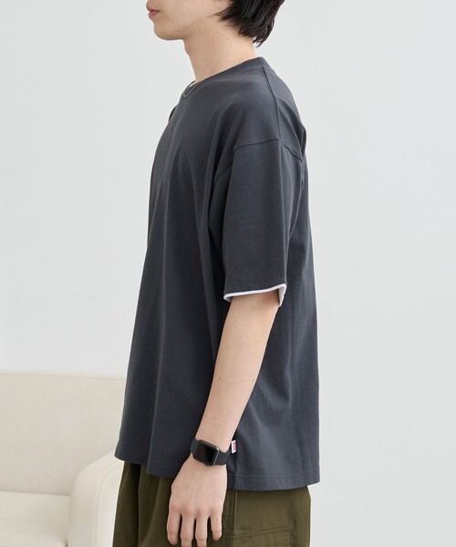 coen(コーエン)の「USAコットンレイヤードライクTシャツ(Tシャツ/カットソー・メンズ・ダークグレー/ホワイト/オリーブ・S/M/L/XL)」の15枚目の写真