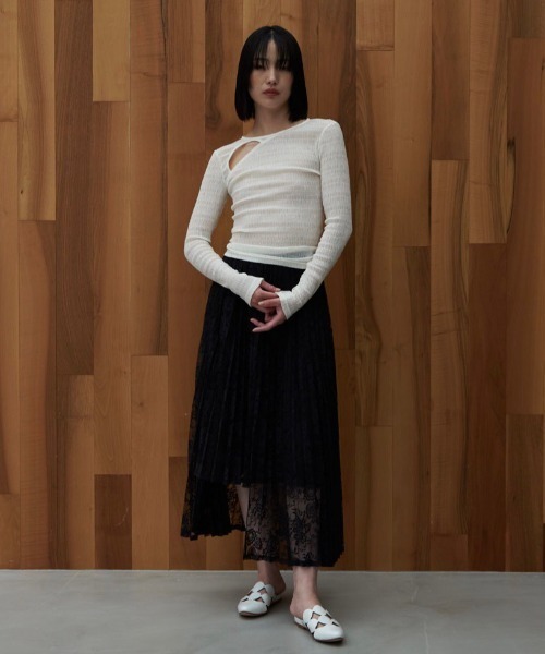 セール】wrinkle shirring sheer tops（Tシャツ/カットソー