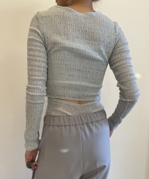 tシャツ wrinkle shirring sheer tops レディース セール】wrinkle shirring sheer tops（Tシャツ/カットソー