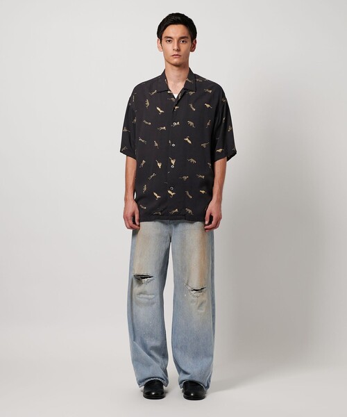 monkey time ディストレスト ライトオンス デニム バギー パンツ M MONKEY TIME（モンキータイム）の「ディストレスト ライトオンス