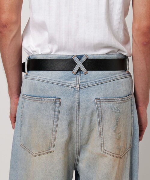 monkey time ディストレスト ライトオンス デニム バギー パンツ M MONKEY TIME（モンキータイム）の「ディストレスト ライトオンス